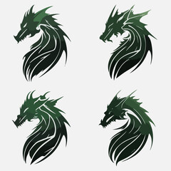 4 variants of the dragon logo. Logo vector illustration