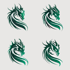 4 variants of the dragon logo. Logo vector illustration