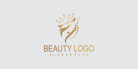 Beauty logo design with creative concept premium vector