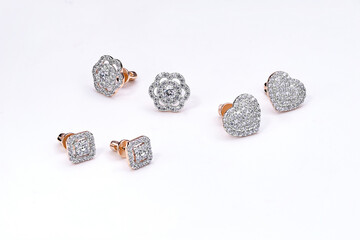 Elegant jewelry set. Jewellery set with gemstones. Jewelry accessories collage. Product still life concept. Ring, necklace and earrings.