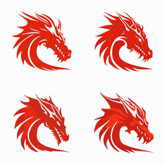 4 variants of the dragon logo. Logo vector illustration