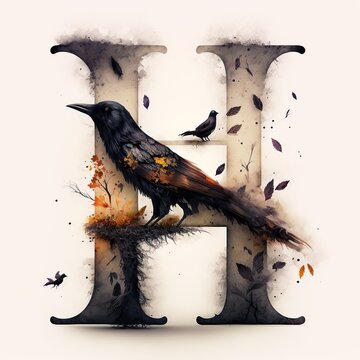 recommend clip art: A, B, C, D, E, F, G, H, I, J, K, L, M, N, O, P, Q, R, S, T, U, V, W, X, Y, Z generative ai , halloween, crow, animal, silhouette, illustration, cat, set, cartoon, bird, pumpkin, lack, bat, 