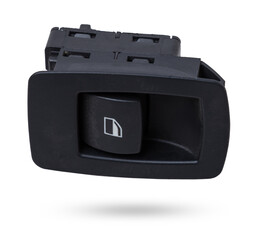 Power window button on white isolated background. Window lifter key block. Spare parts.