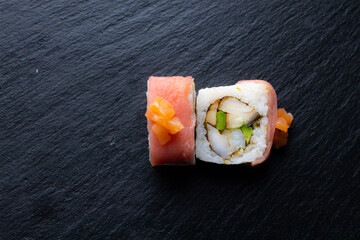 Sushi rolls Japanese food menu