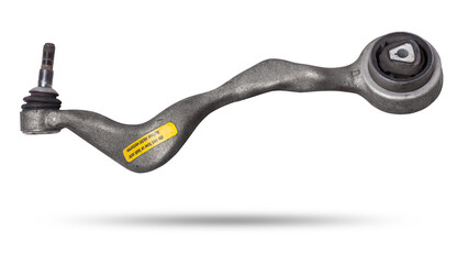 Curved metal chassis arm lever with ball and rubber-metal joint with bushings - silent block on a...