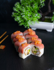 Sushi rolls Japanese food menu