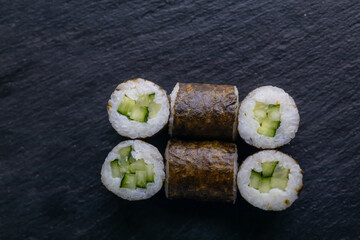 Sushi rolls Japanese food menu