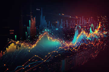 Fototapeta na wymiar Technology background. Stock market Business economic charts with abstract digital. AI