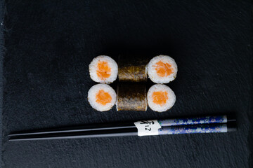 Sushi rolls Japanese food menu