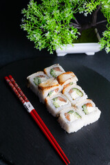 Sushi rolls Japanese food menu