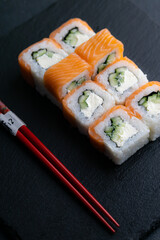 Sushi rolls Japanese food menu