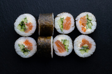 Sushi rolls Japanese food menu