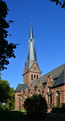 Historical Peace Church in the Town Loga, Leer, East Frisia, Lower Saxony - obrazy, fototapety, plakaty