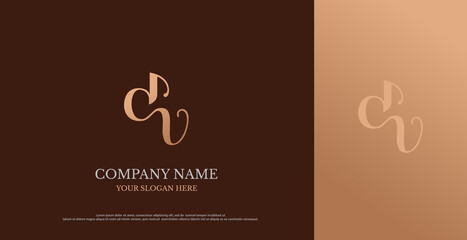 Initial DV Logo Design Vector 