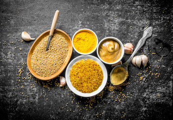 Different types of mustard.