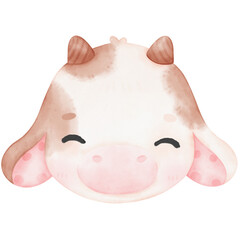 Cute Baby Cow watercolor Illustration