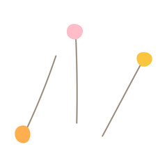 Pins, needles. Vector hand drawn illustration. Isolated on white.