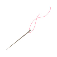 Needle with thread. Vector hand drawn illustration.
