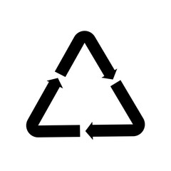 Recycling symbol isolate on white background. Three arrows combined into a triangle - a symbol for use in label design.