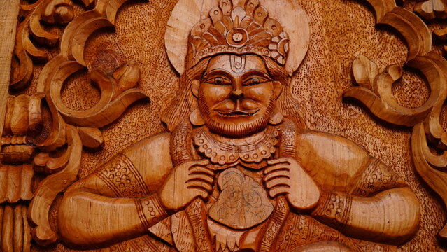 hanuman image made using wood art