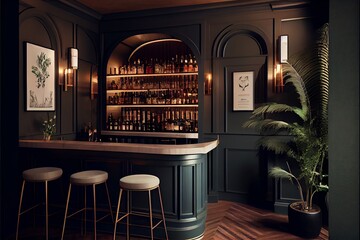 A sleek and modern speakeasy bar. Generative AI - obrazy, fototapety, plakaty