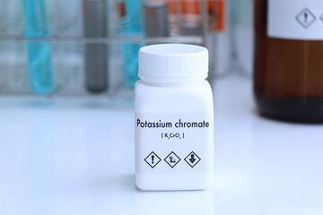 potassium chromate in bottle , chemical in the laboratory and industry
