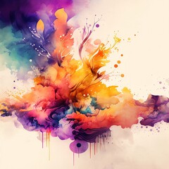 Colorfull bright abstract watercolor texture, background desktop wallpaper, generative AI