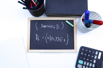 Blackboard with hand written Relations and Functions