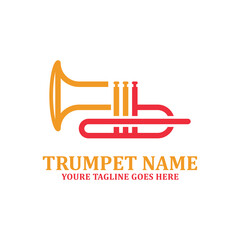 Musical instrument simple icon trumpet for jazz music