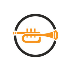 Musical instrument simple icon trumpet for jazz music