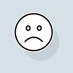 Fototapeta premium Emoji with sadness line icon. Communication, emoticons, chats, stickers, attitude, emotions, mood. Emoji concept. Vector sticker line icon on white background