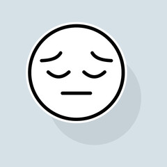 Emoji with sadness line icon. Communication, emoticons, chats, stickers, attitude, emotions, mood. Emoji concept. Vector sticker line icon on white background