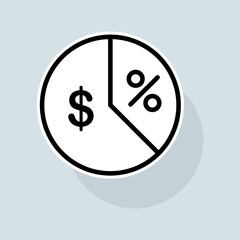 Income chart line icon. Graph, diagram, statistics, function, table, pie chart, infographic. Finance concept. Vector sticker line icon on white background