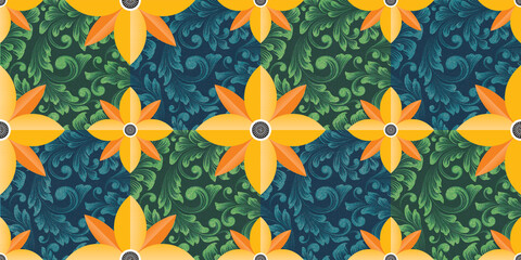 Obraz premium COLORFUL SEAMLESS FLOWER PATTERN
