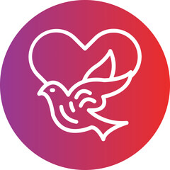 Fototapeta premium Dove with Heart Icon Style