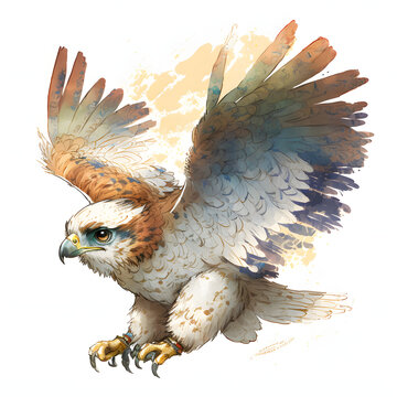 Illustration of cute baby , eagle flying, animal Generative AI