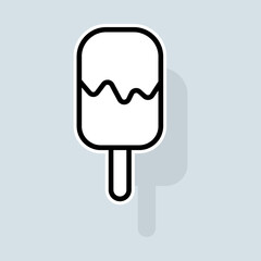 Glazed ice cream line icon. Sweets for children, dairy products, frozen juice, cafe, sweet cone, frozen, delicious dessert, icing. Eating concept. Vector sticker line icon on white background