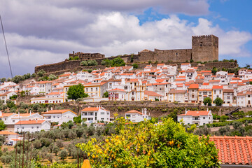 Fototapeta na wymiar View of the castle and ramparts of the hilltop town of Castelo de Vide, Portugal