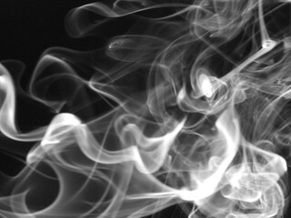 real white smoke on black background