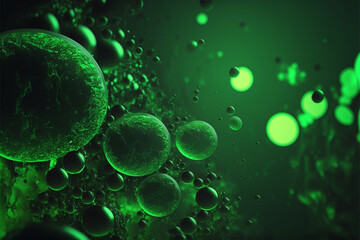 background green green globules, green glowing circles, gasses of a green liquid, Generative AI, IA, Generativa