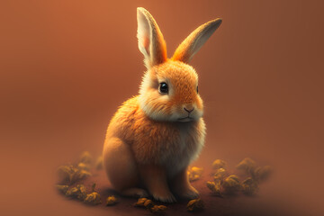 Fototapeta premium Generative AI illustration of adorable orange rabbit