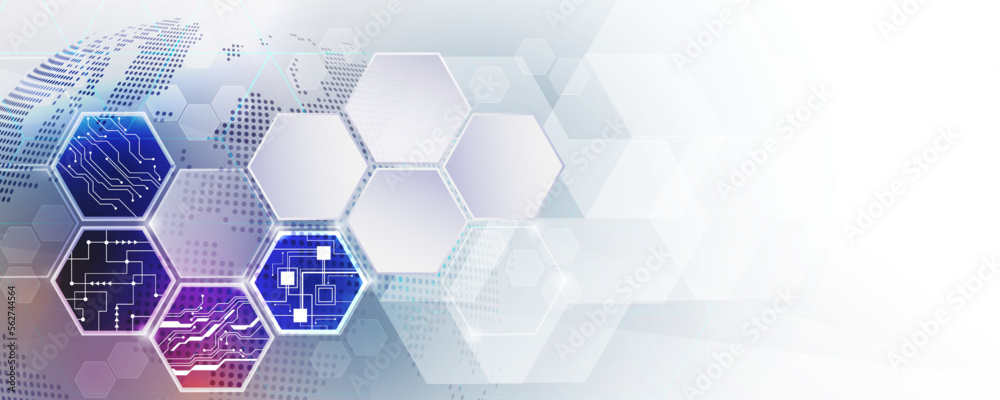 Wall mural hexagon pattern network abstract background digital future technology