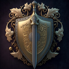 The shield and sword of the Middle Ages - obrazy, fototapety, plakaty