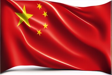 Isolated Chinese flag on white background. Generative AI