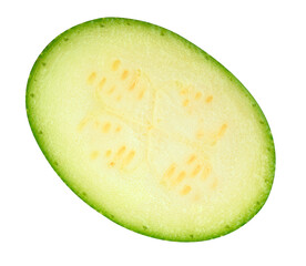 Isolated piece of raw zucchini