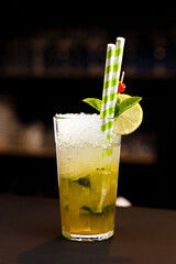 Lemonade made from mint and lime at the bar.