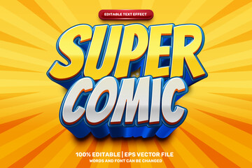 Super comic cartoon glossy Bold 3D Editable text Effect Style