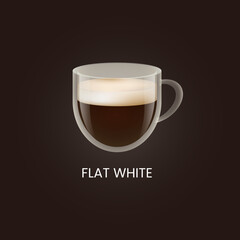 Delicious flat white coffee. Drink vector illustration design	
