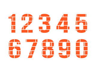 Set of numbers in the form of brick walls isolated on white backgrounds for your projects. Vector illustration