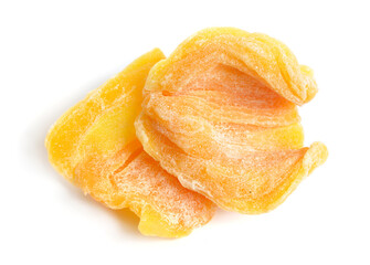 Dried jackfruit chips isolated on white background